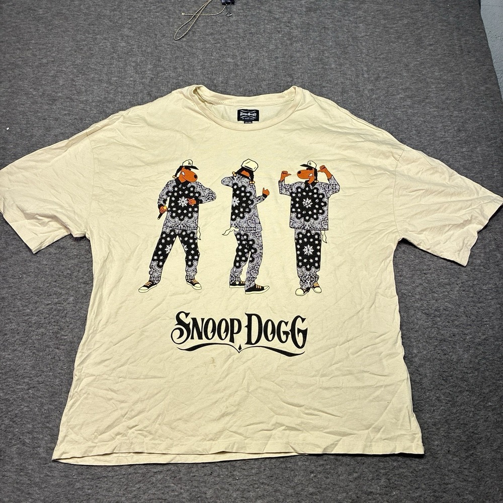 Snoop Dogg Supply Clothing LA Hip Hop Graphic T Shirt Rap Tee Mens L Cream Ivory